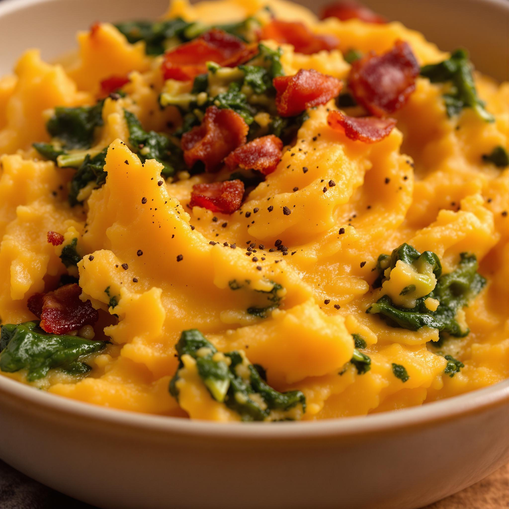 Stamppot met zoete aardappel en spinazie