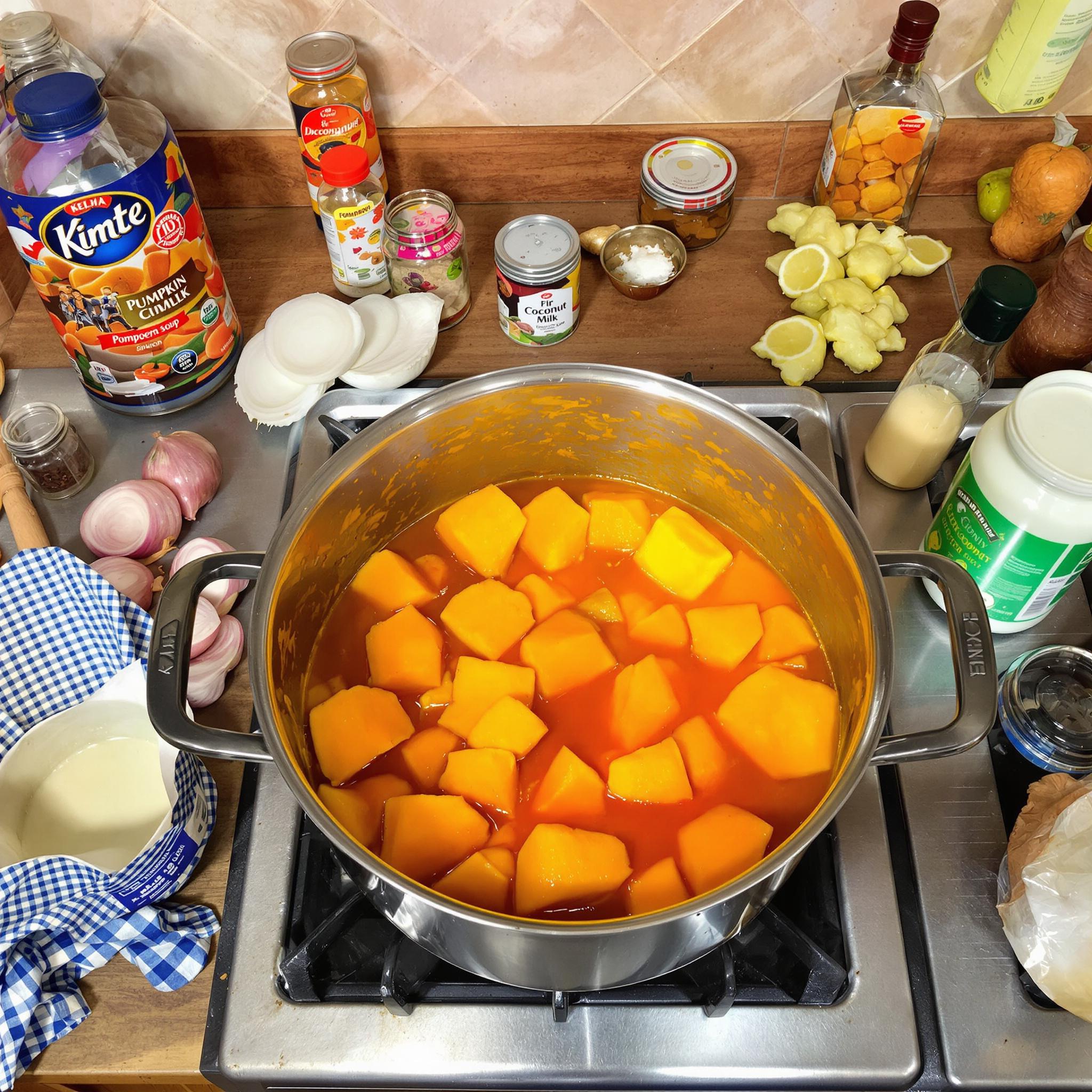 Pompoensoep met gember en kokosmelk