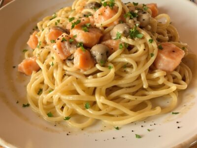 Spaghetti met room en zalm: Verwen jezelf vanavond!