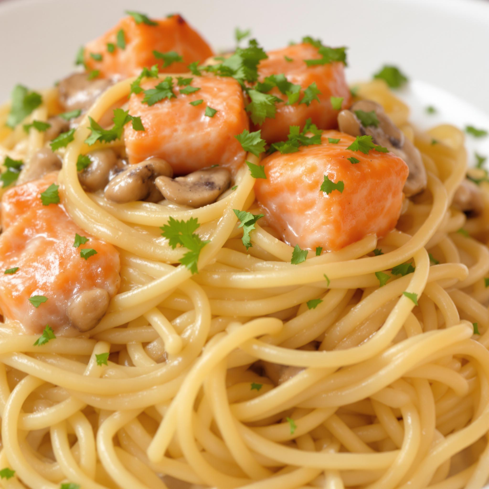 Spaghetti met room en zalm