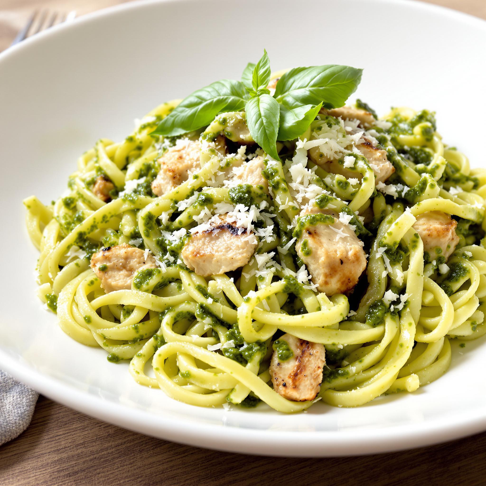 pasta met kip en pesto recept