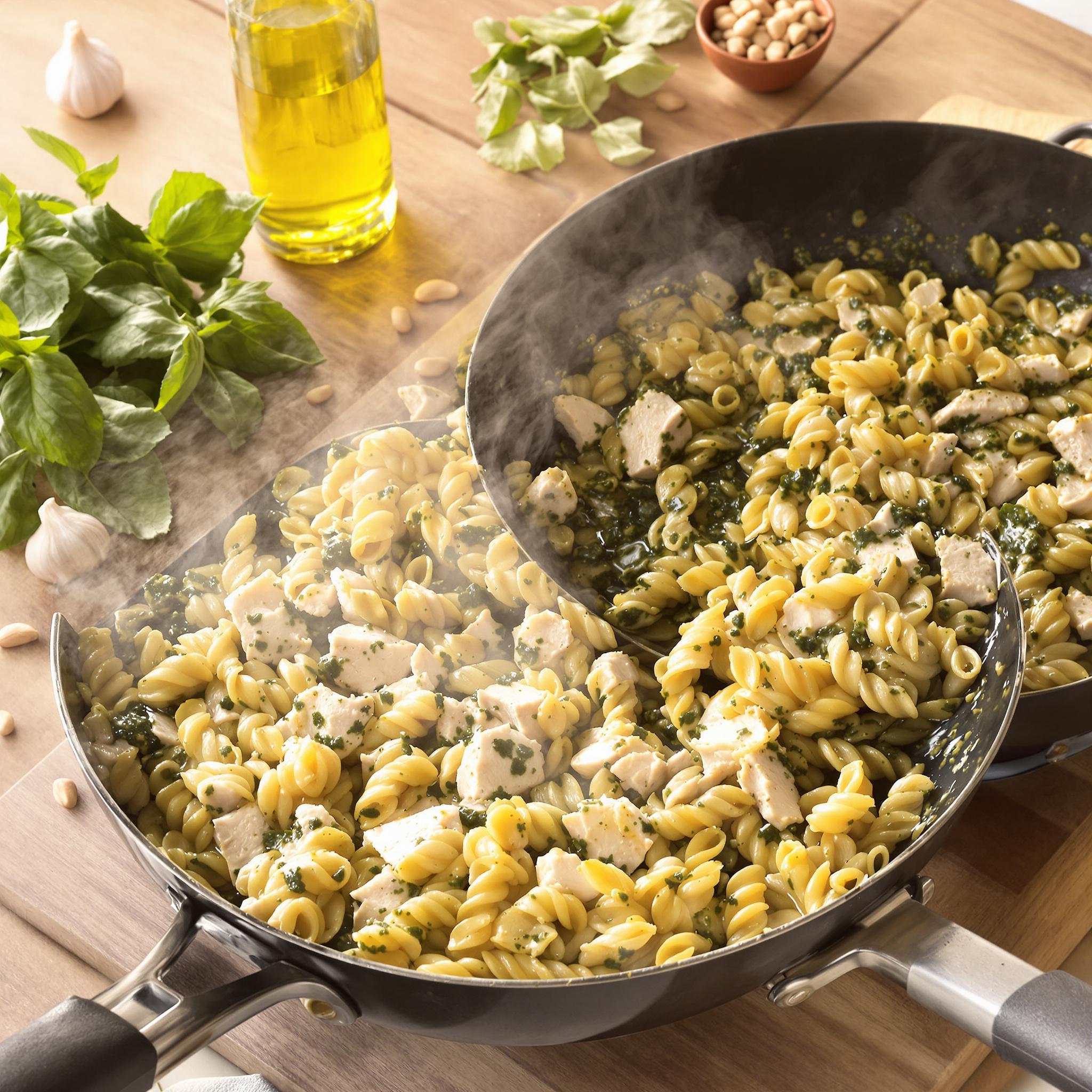 pasta met kip en pesto recept