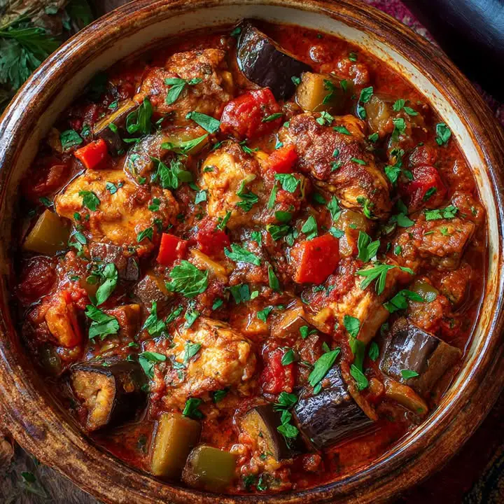 Aubergine Kipstoofpot
