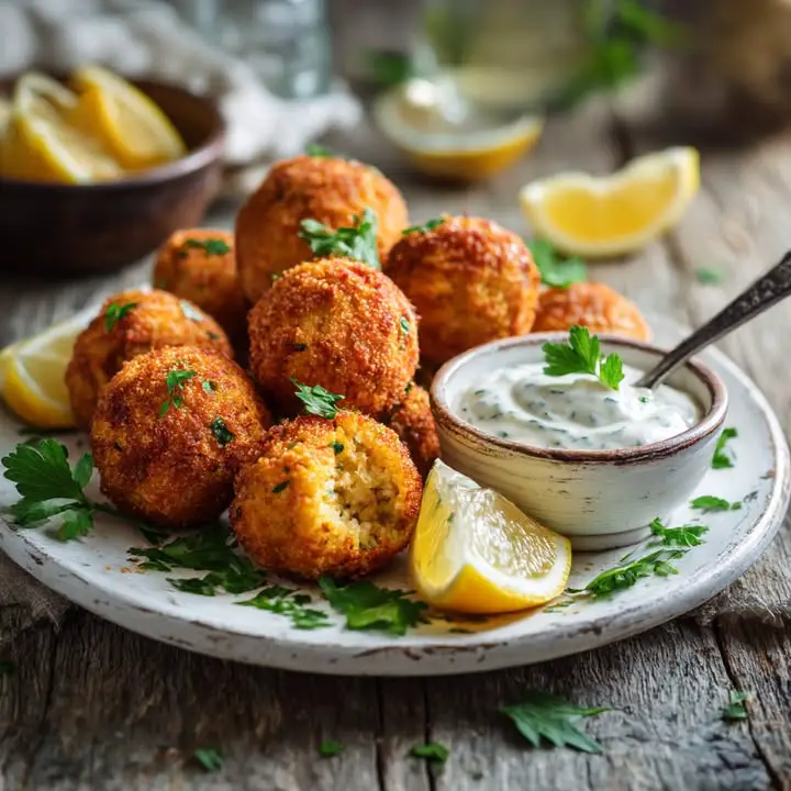 Crispige Zalmballetjes Met Yoghurt
