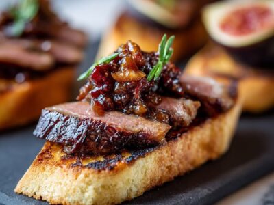 Eendenborst Crostini Chutney: Dé Savoureux Voorgerecht