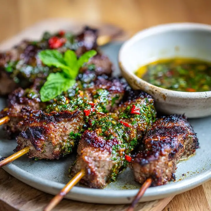 Marokkaanse Lamskebabs Muntdip