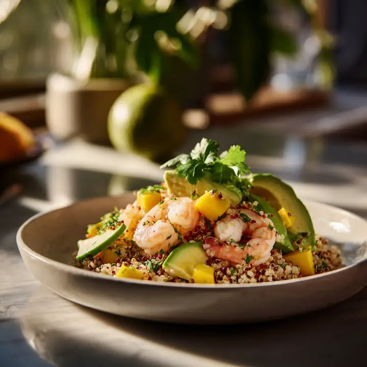 Quinoa Garnituur Met Garnalen