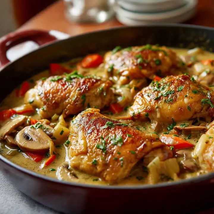 Romige Champignon Kippestoofpot