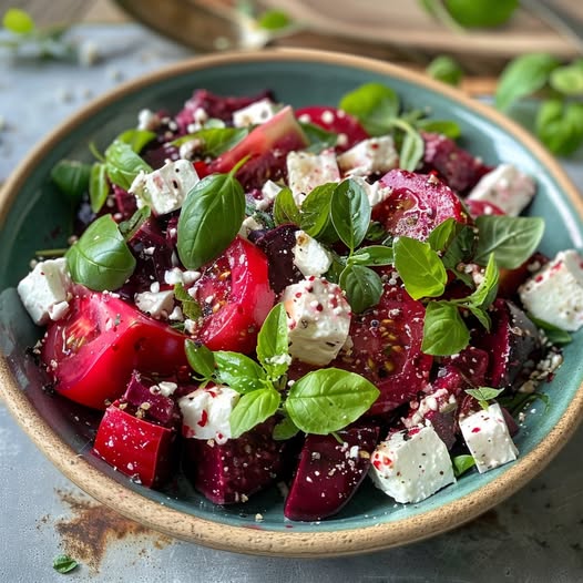 Bietenfeta basilicum salade