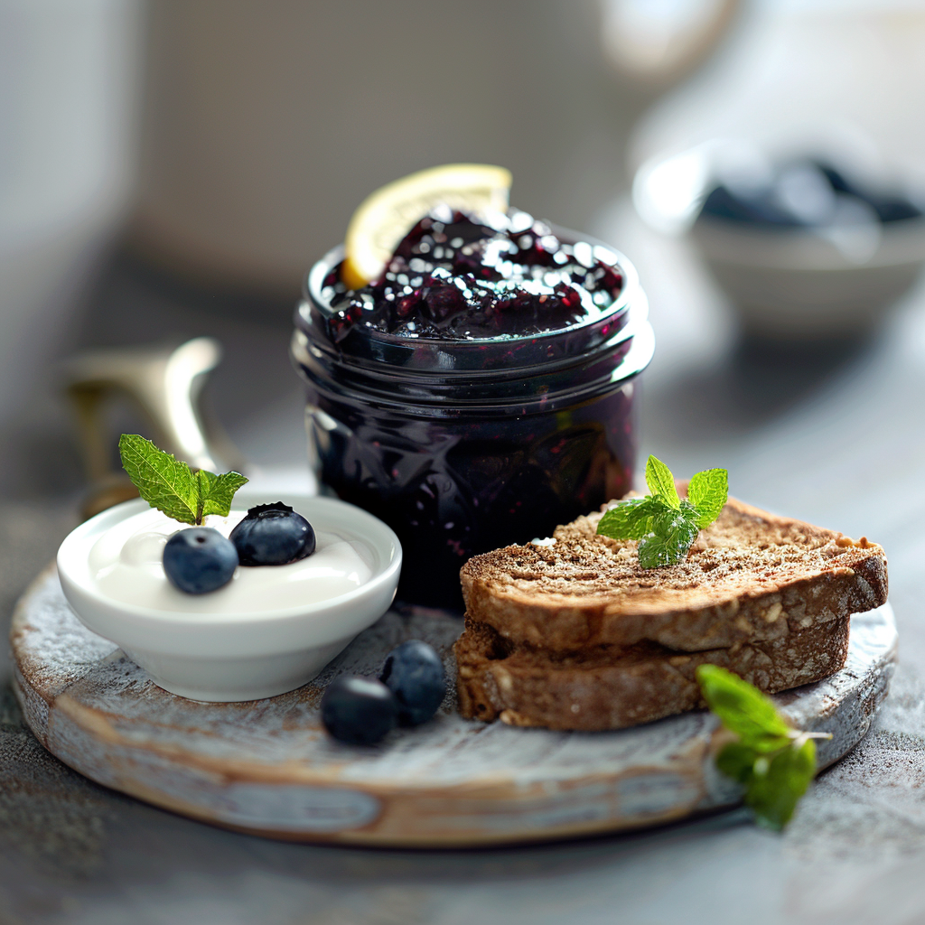 Blauwe-bessenjam met citroen en munt