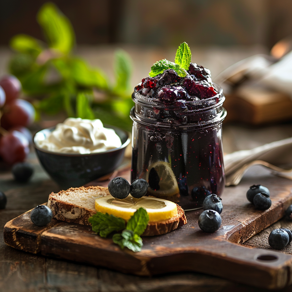 Blauwe-bessenjam met citroen en munt