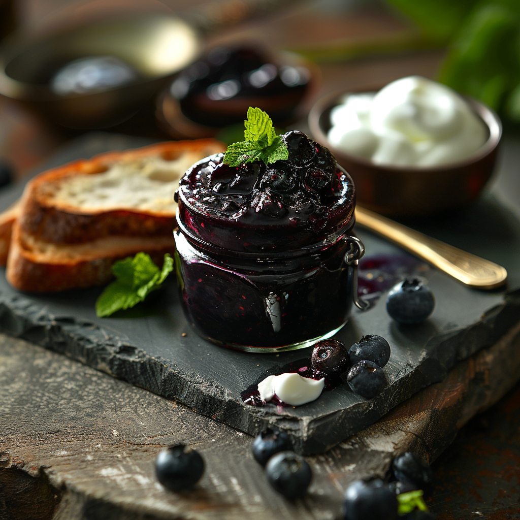 Blauwe-bessenjam met citroen en munt