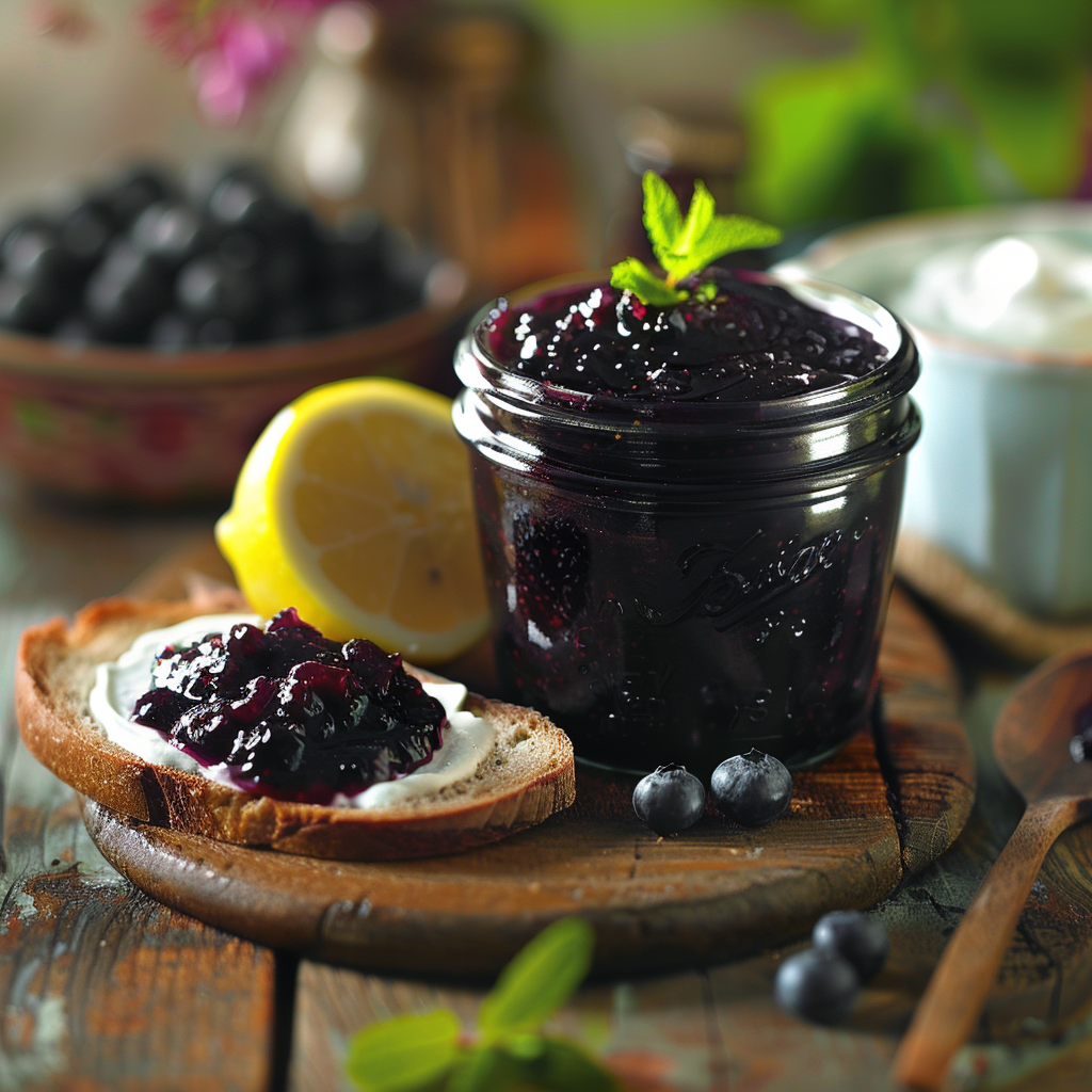 Blauwe-bessenjam met citroen en munt