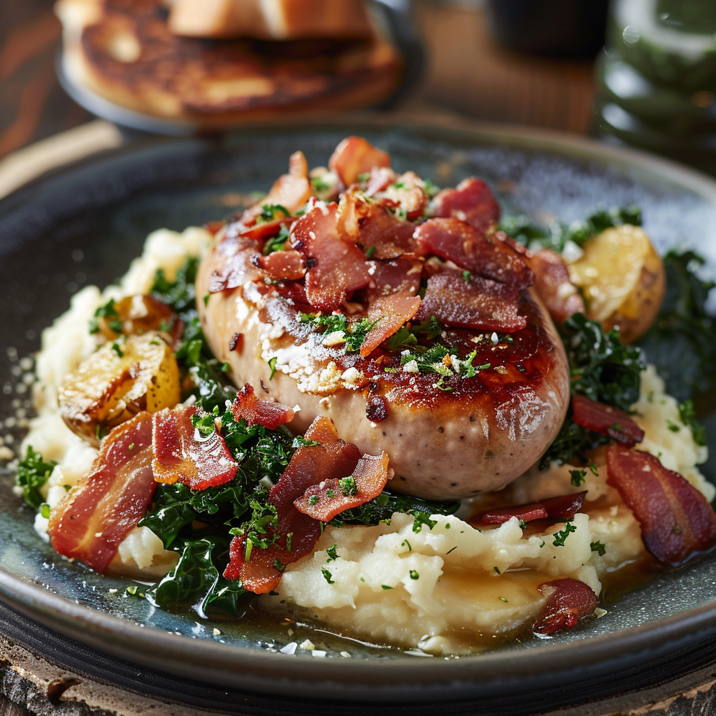 Boerenkoolstamppot met spekjes en worst