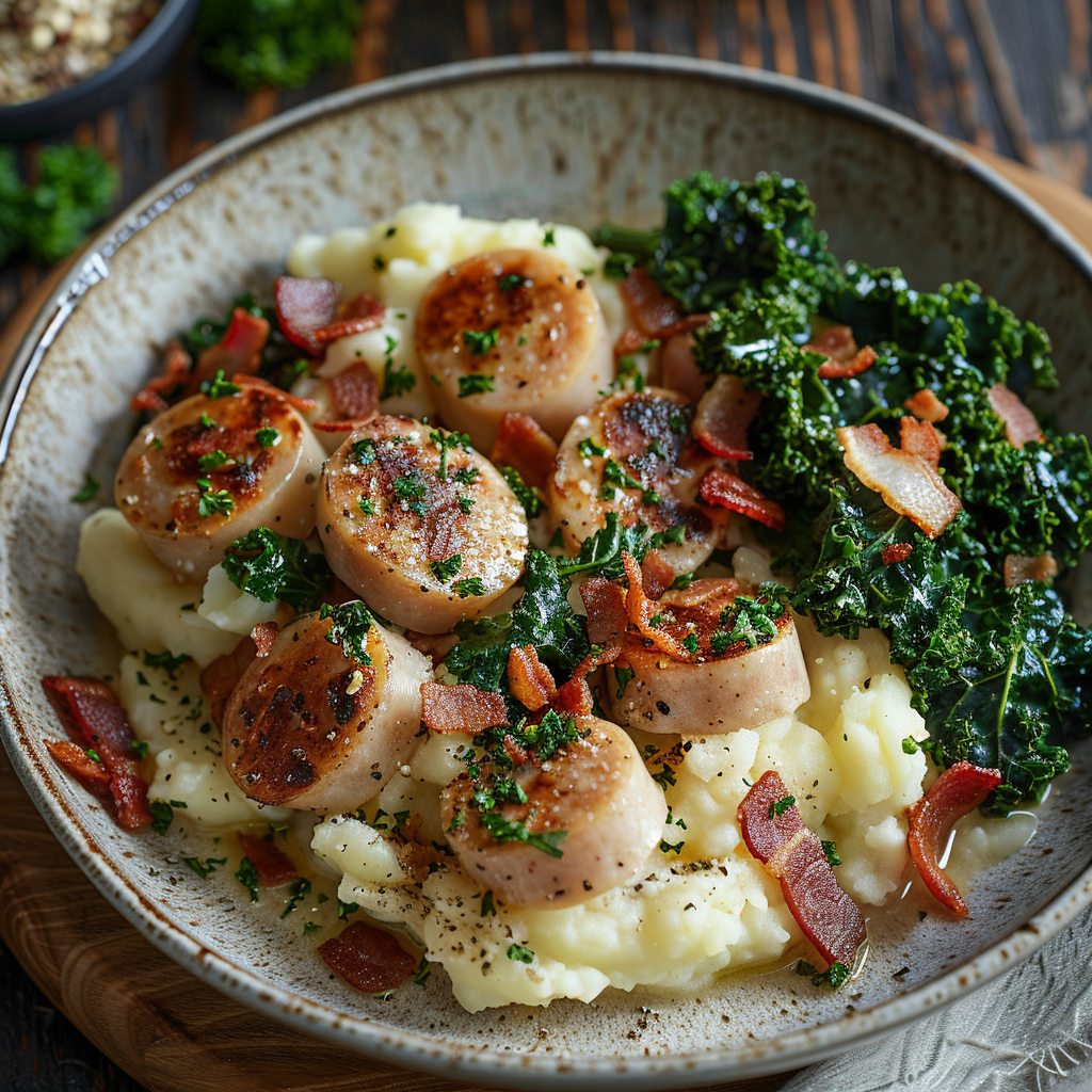 Boerenkoolstamppot met spekjes en worst