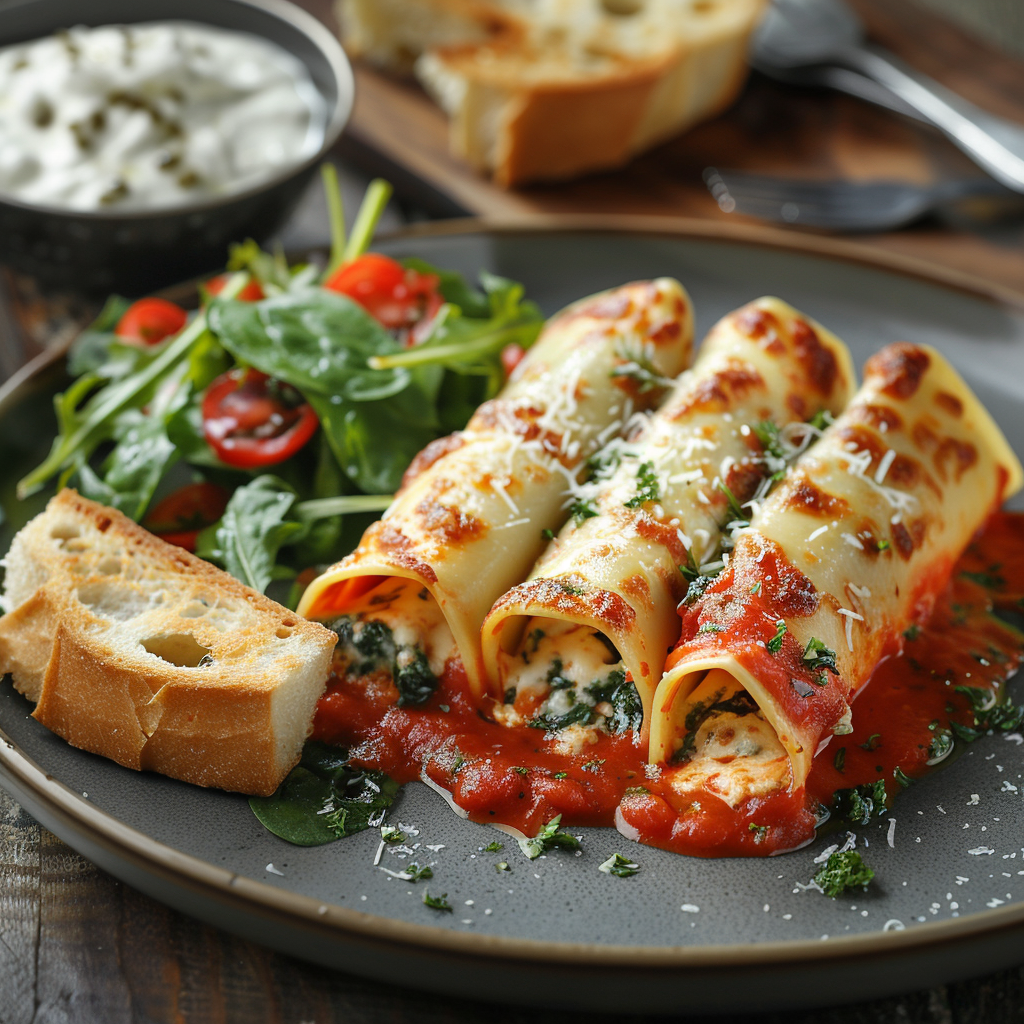 Cannelloni gevuld met ricotta en spinazie