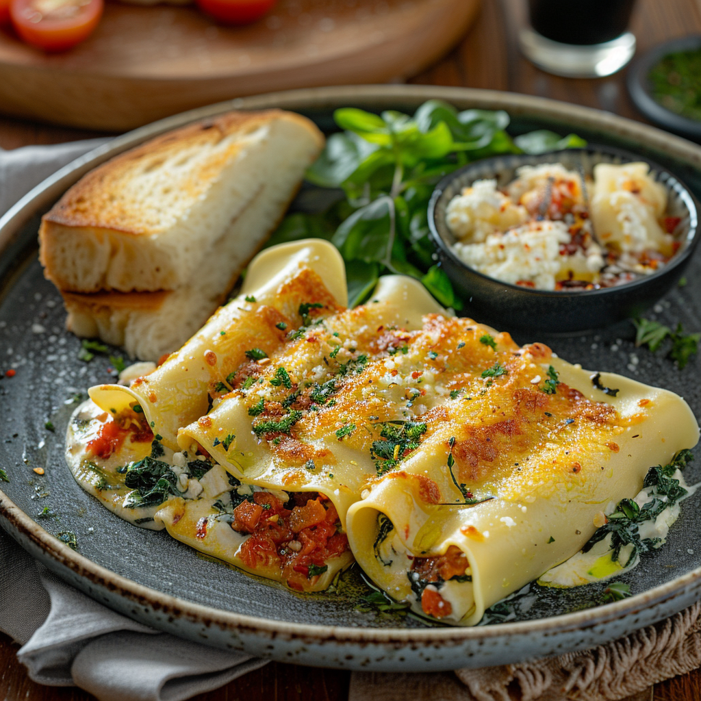 Cannelloni gevuld met ricotta en spinazie