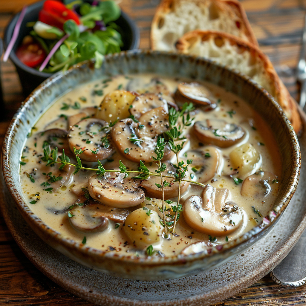 Champignonroomsoep met tijm en truffelolie