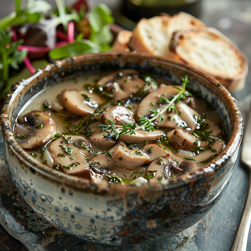 Champignonroomsoep met tijm en truffelolie