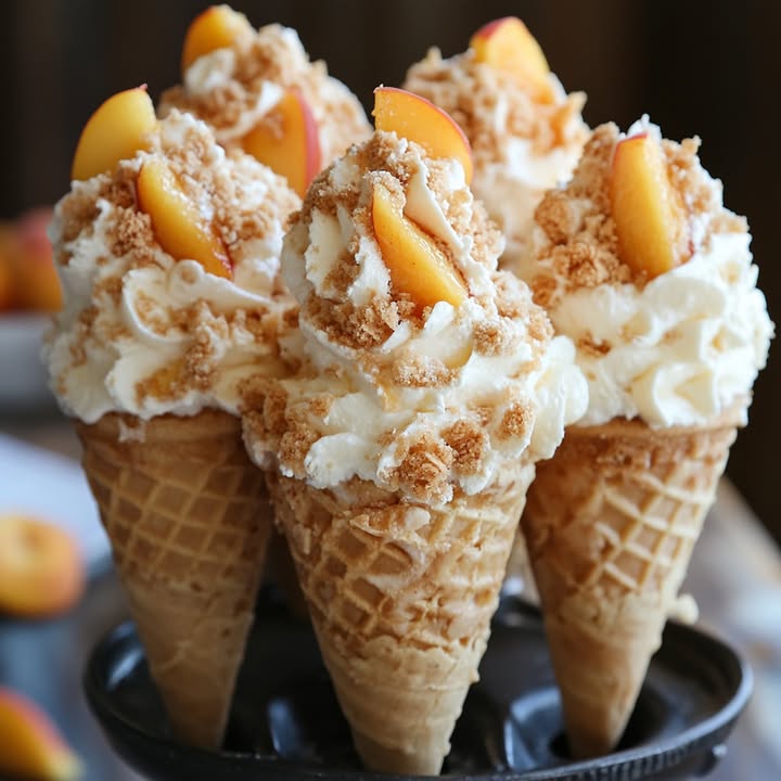 Cheesecake Perzik Cornets