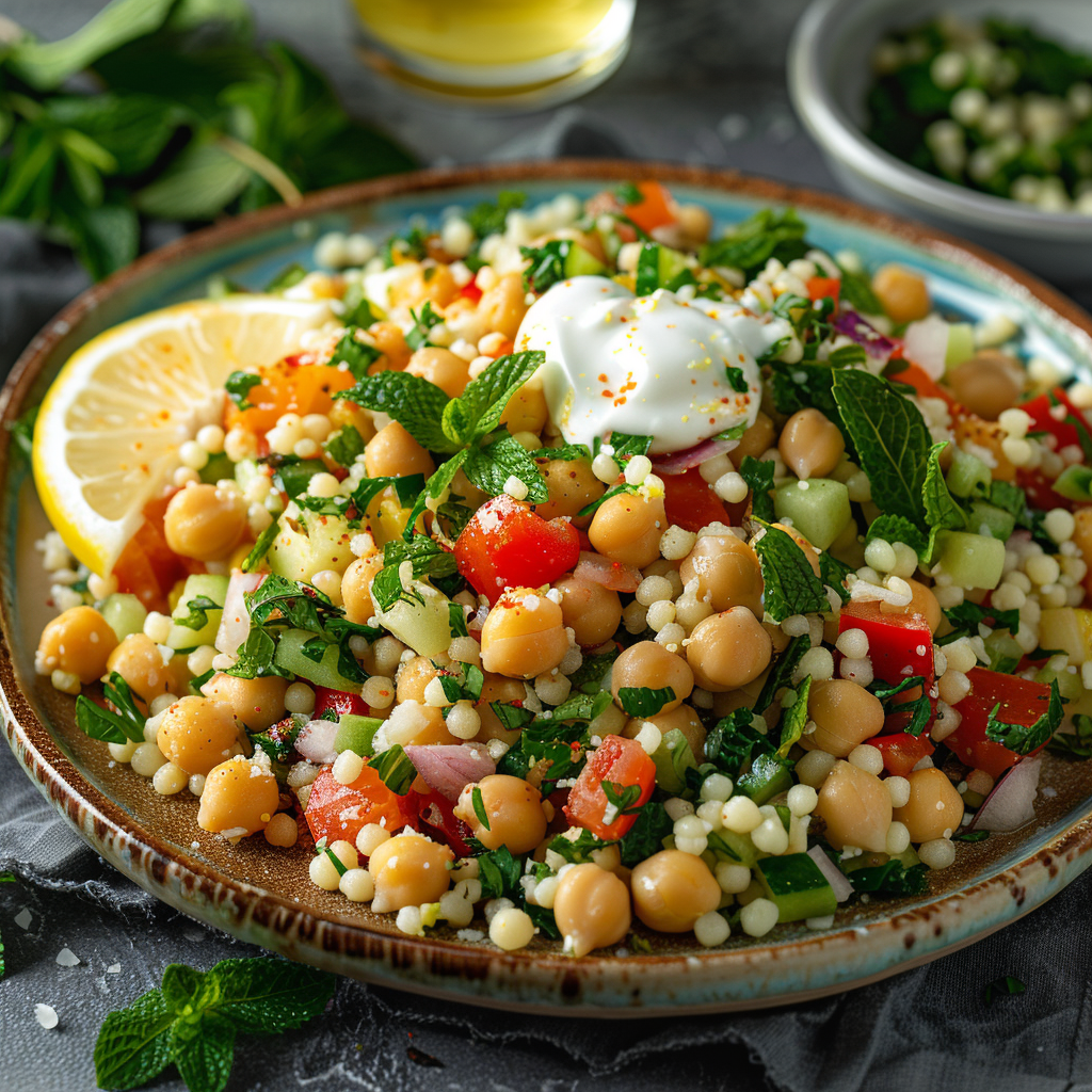 Couscous-salade met kikkererwten en verse munt