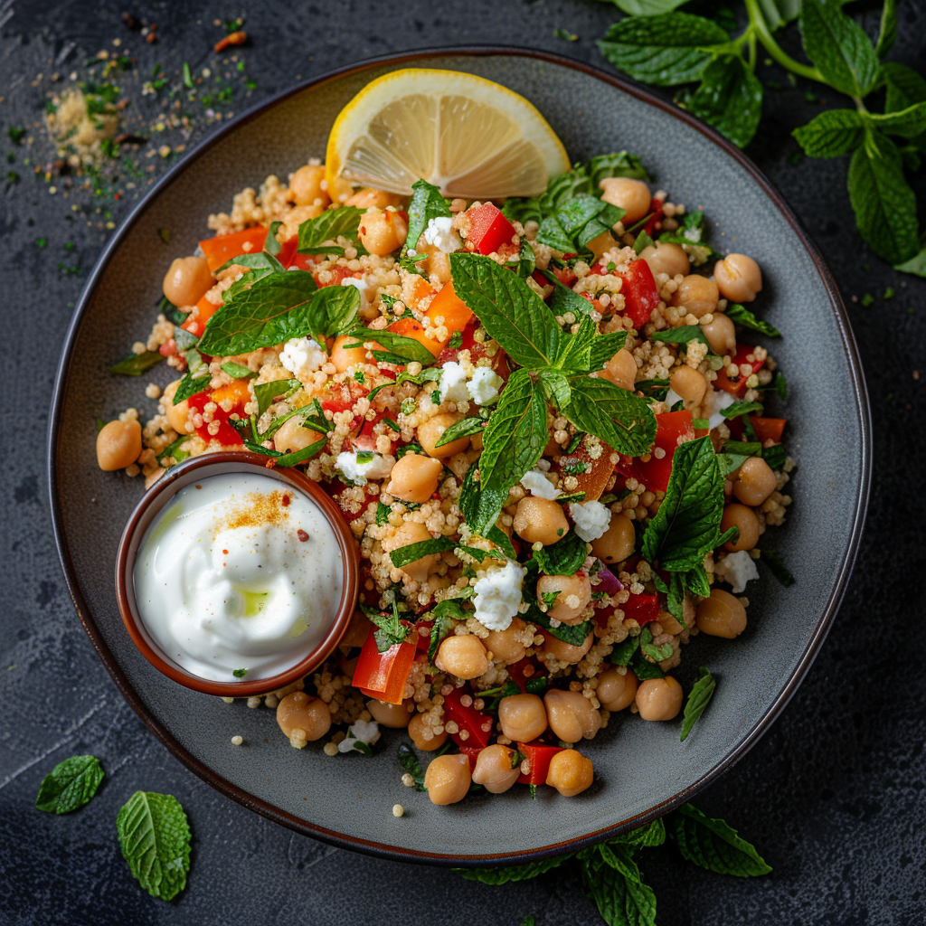 Couscous-salade met kikkererwten en verse munt