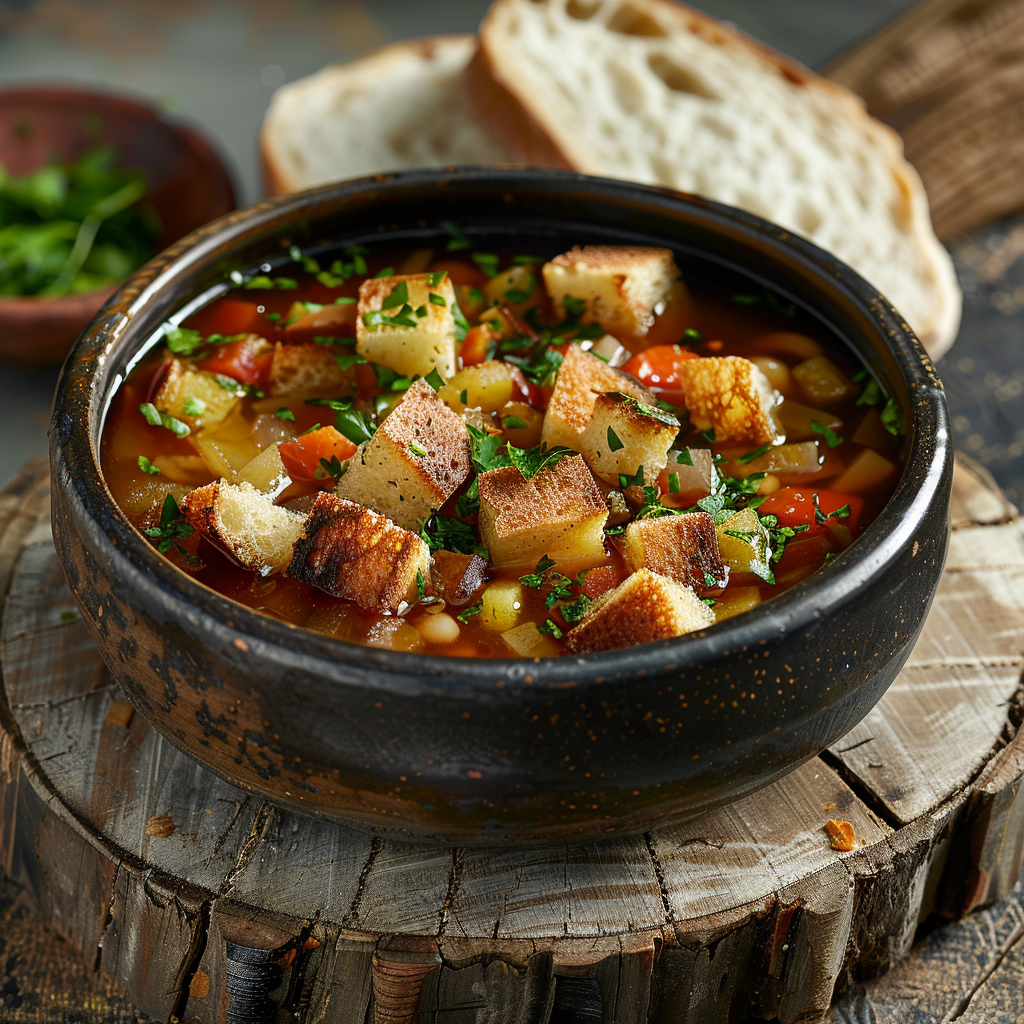 Erwten-en-hamsoep met knapperige croutons