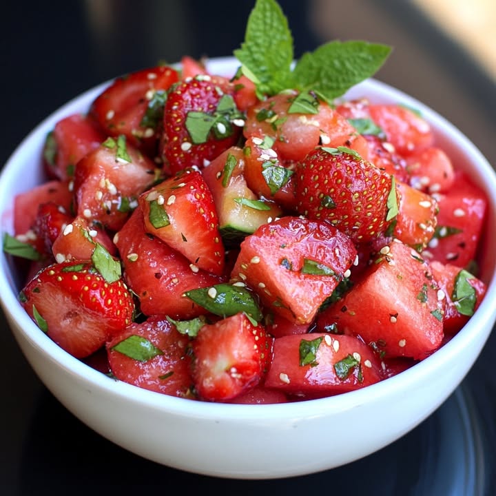 Frisse Aardbei Watermeloen Salade