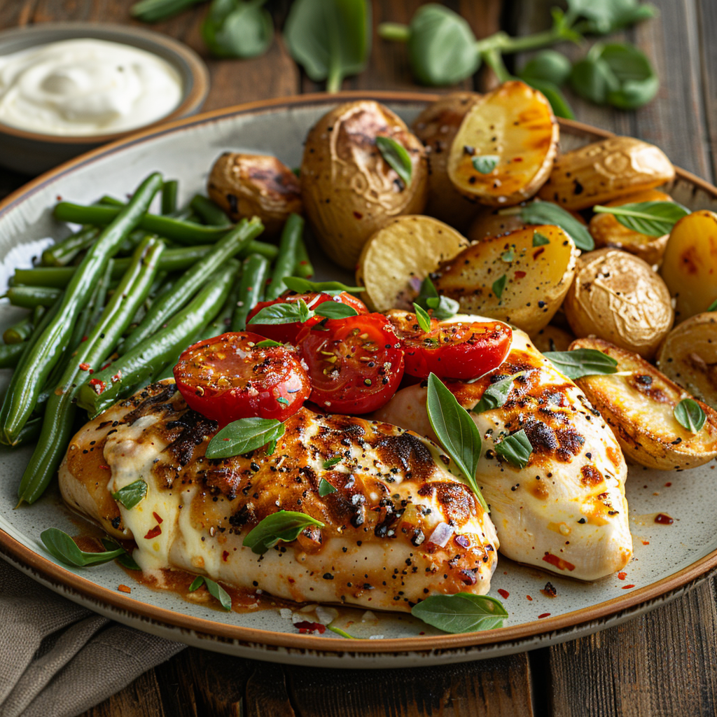 Gegratineerde kipfilet met tomaat en mozzarella