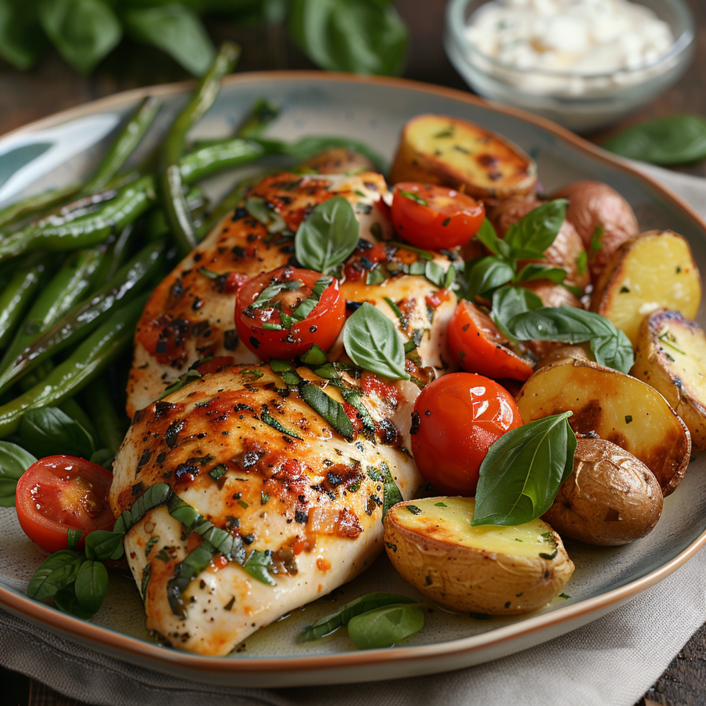 Gegratineerde kipfilet met tomaat en mozzarella