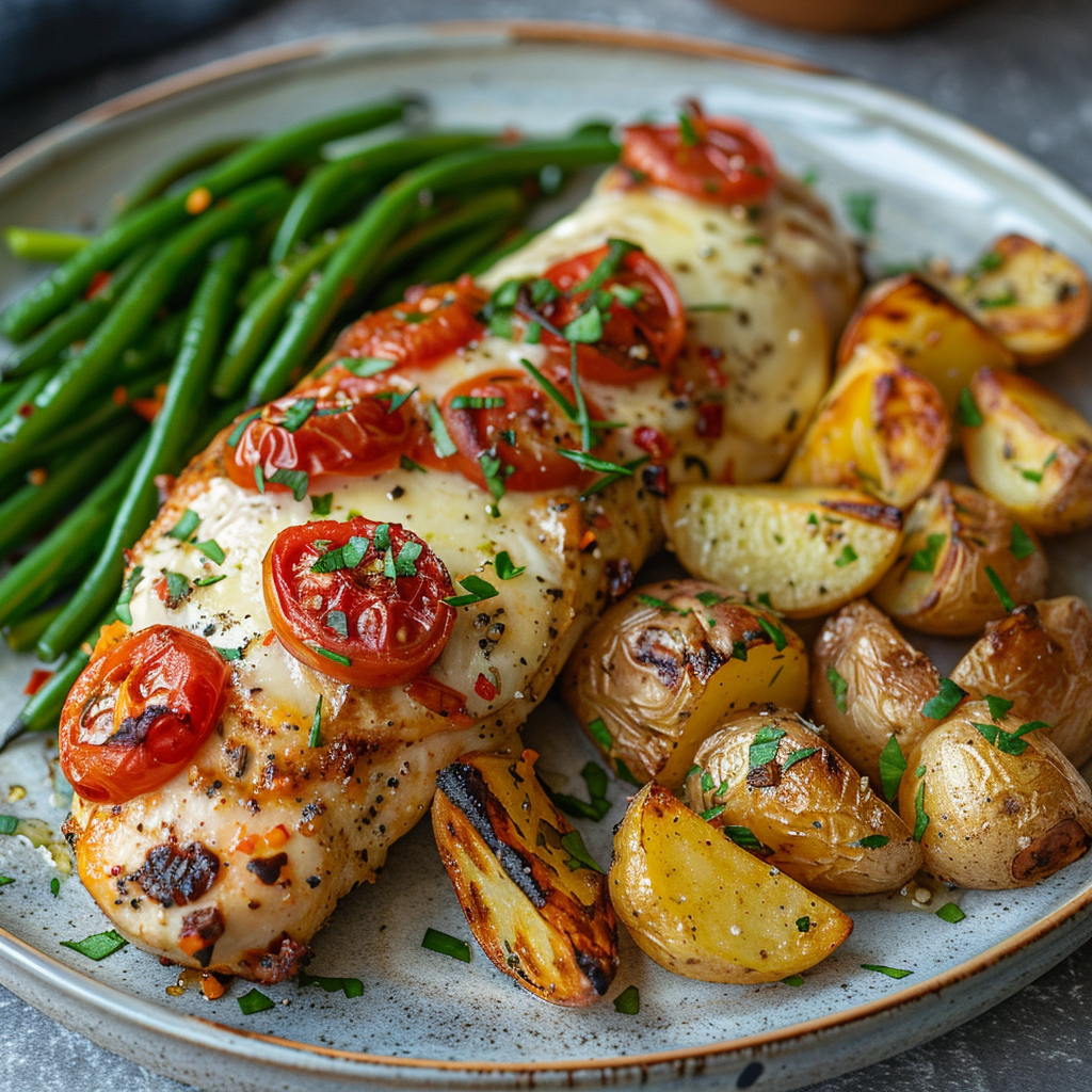 Gegratineerde kipfilet met tomaat en mozzarella