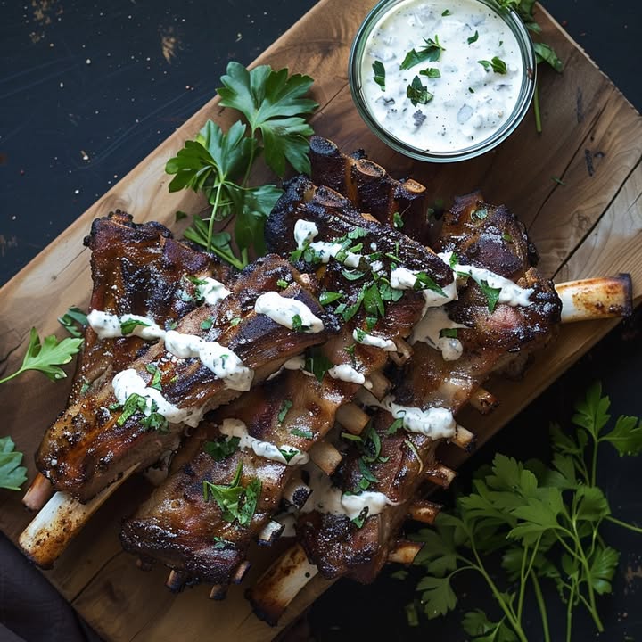 Gegrilde lamskoteletten yoghurt-saus