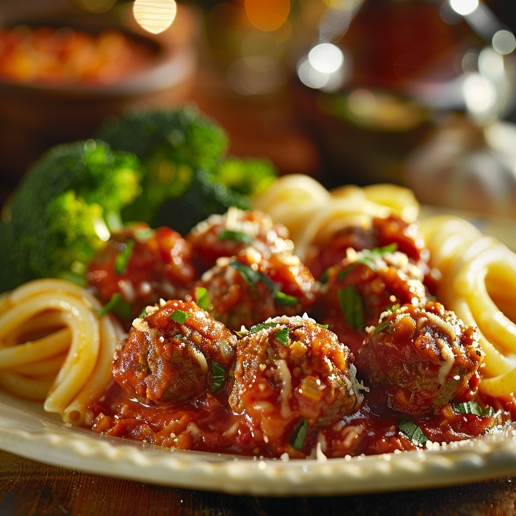 Gehaktballen in tomatensaus met mozzarella