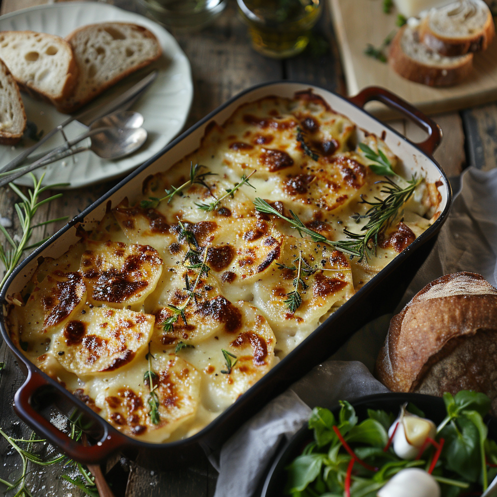 Gratin dauphinois met knoflook en rozemarijn