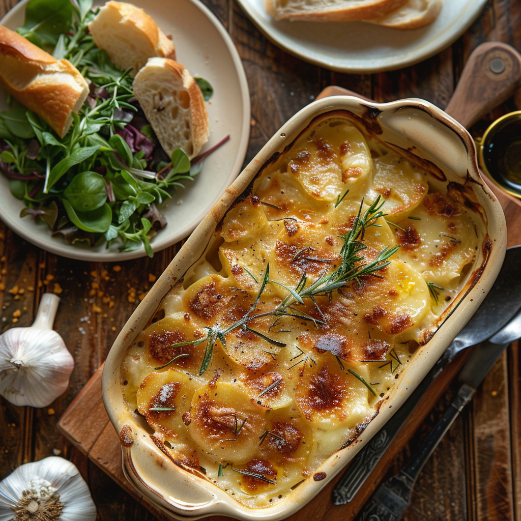 Gratin dauphinois met knoflook en rozemarijn
