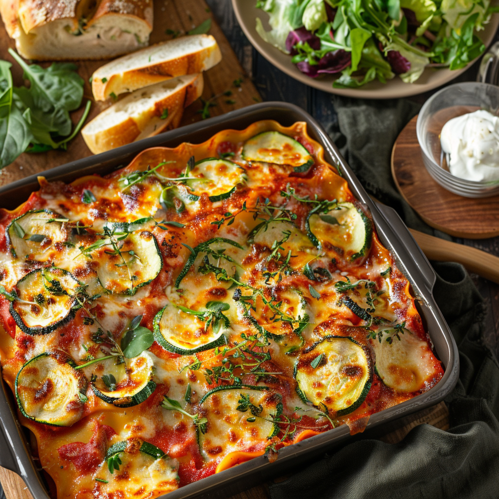 Groente-lasagne met courgette, paprika en ricotta