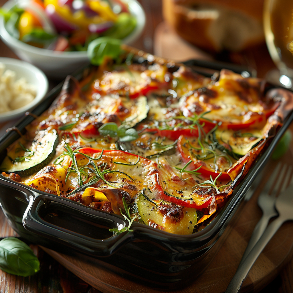 Groente-lasagne met courgette, paprika en ricotta
