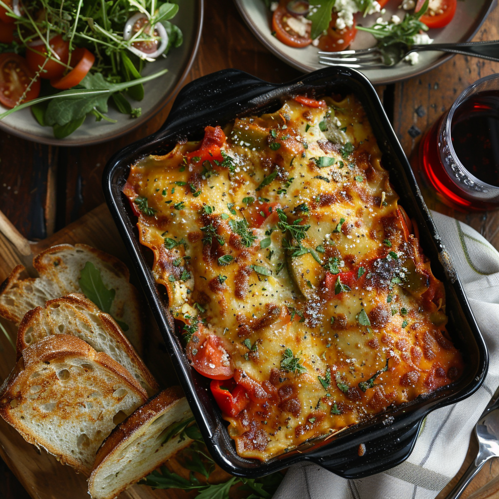 Groente-lasagne met courgette, paprika en ricotta