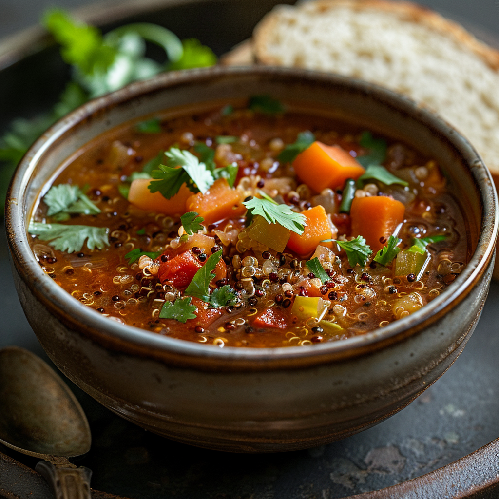 Groentesoep met quinoa en frisse koriander