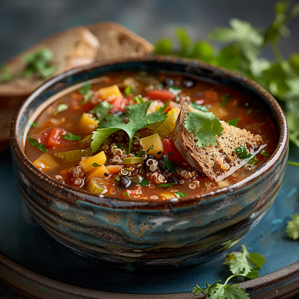 Groentesoep met quinoa en frisse koriander