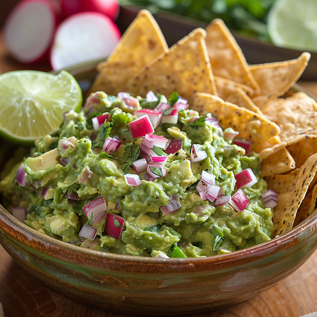 Guacamole met rode ui en limoen