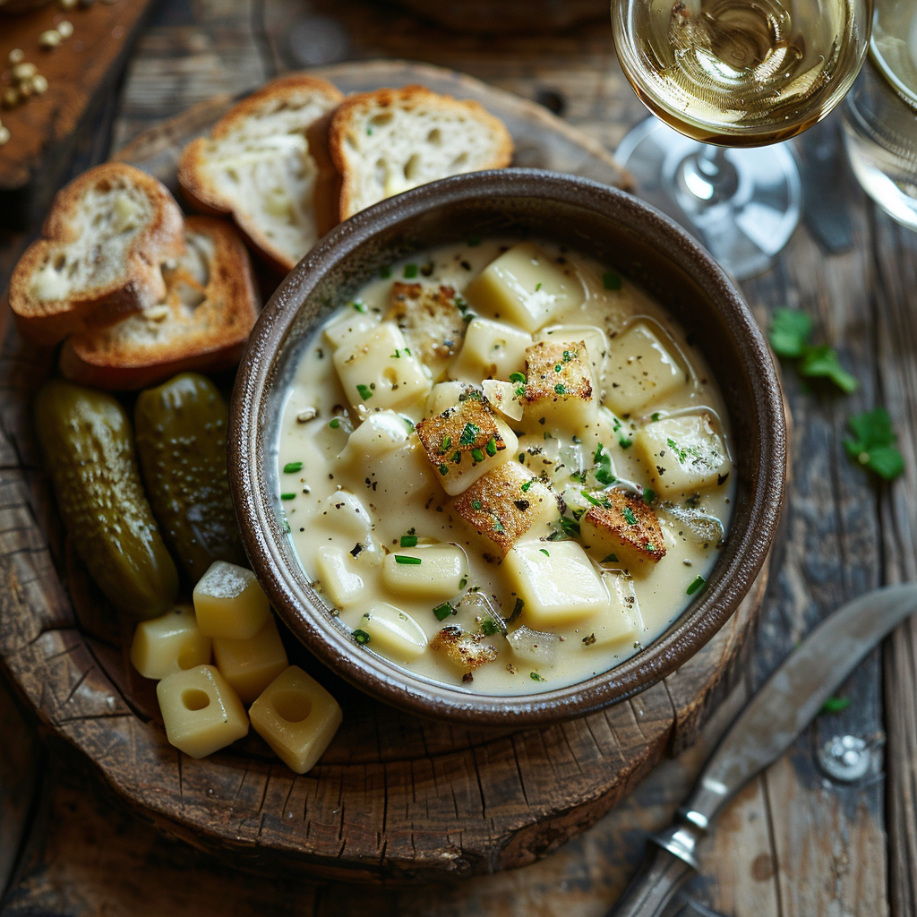 Kaasfondue-saus met Gruyère en knoflook