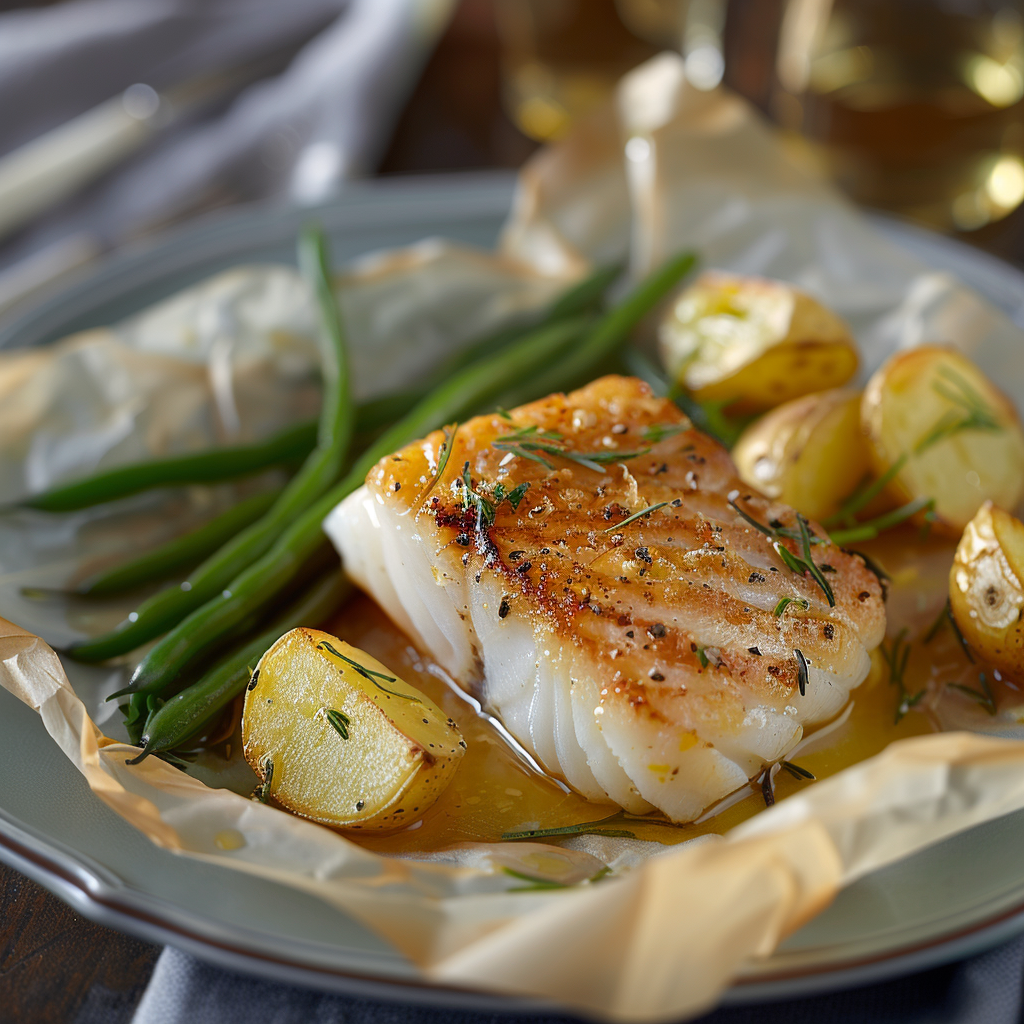 Kabeljauw in papillot met citroen en prei
