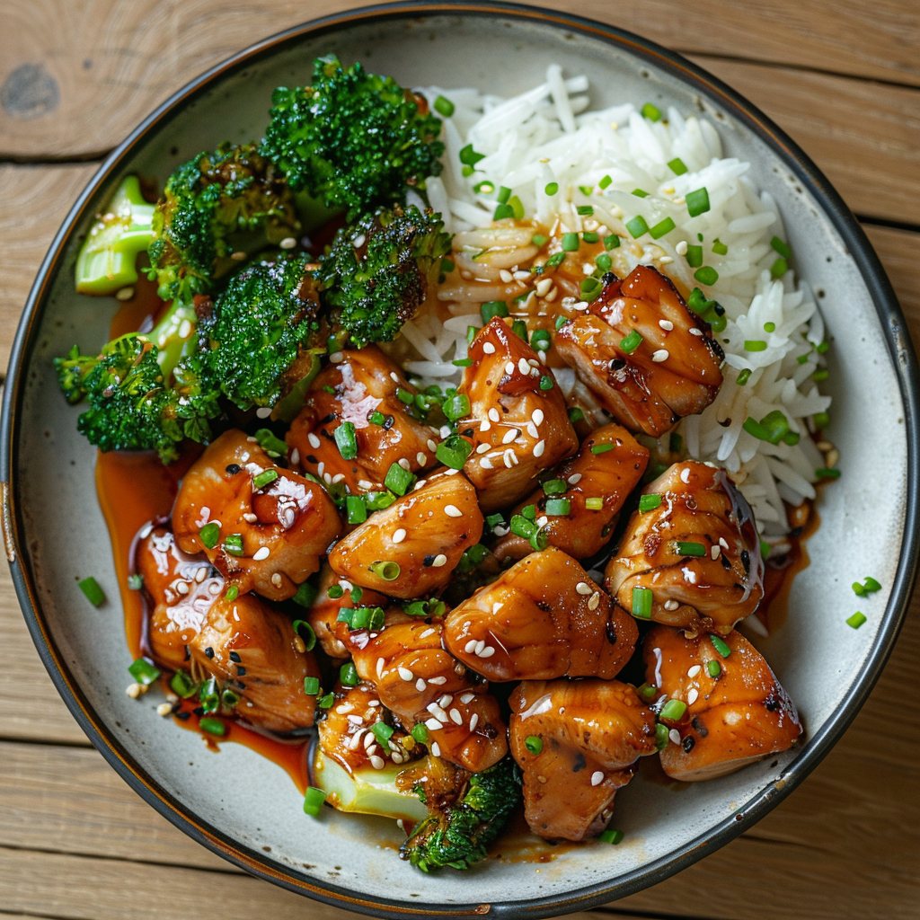 Kippendij in teriyakisaus met sesamzaadjes