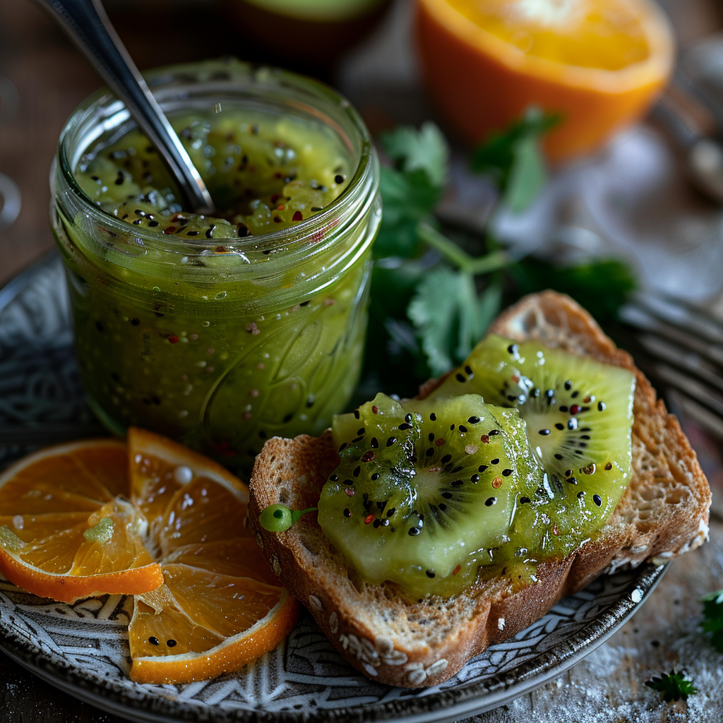 Kiwi-jam met sinaasappel en koriander
