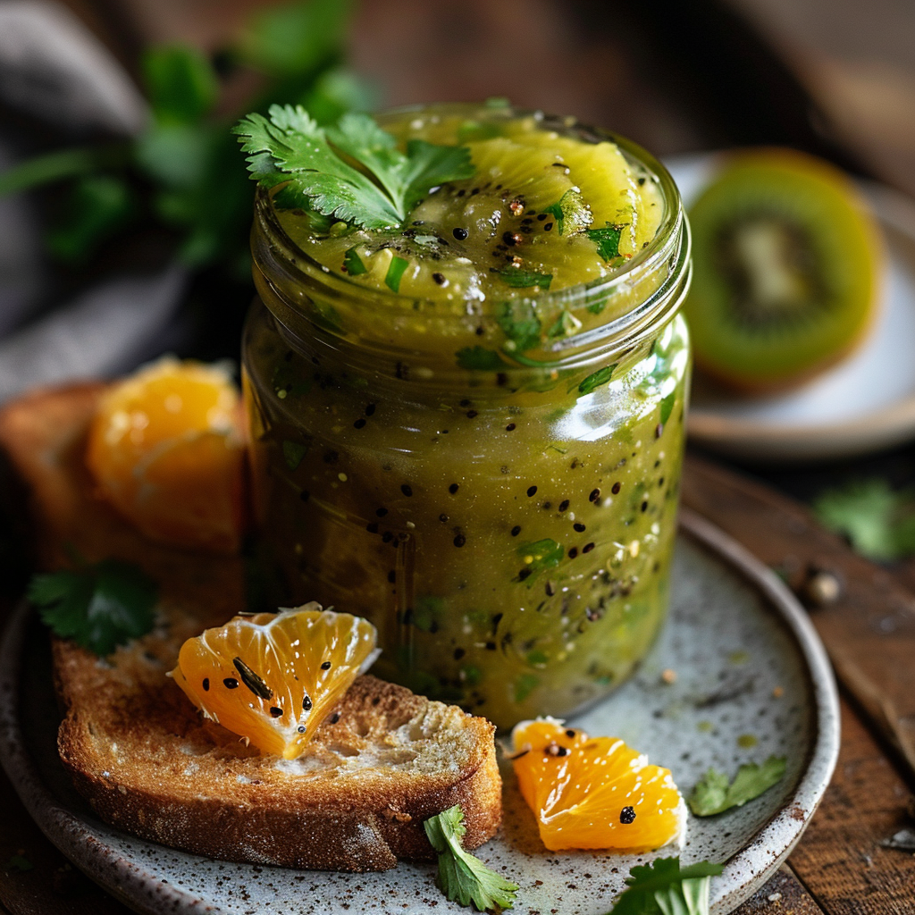 Kiwi-jam met sinaasappel en koriander