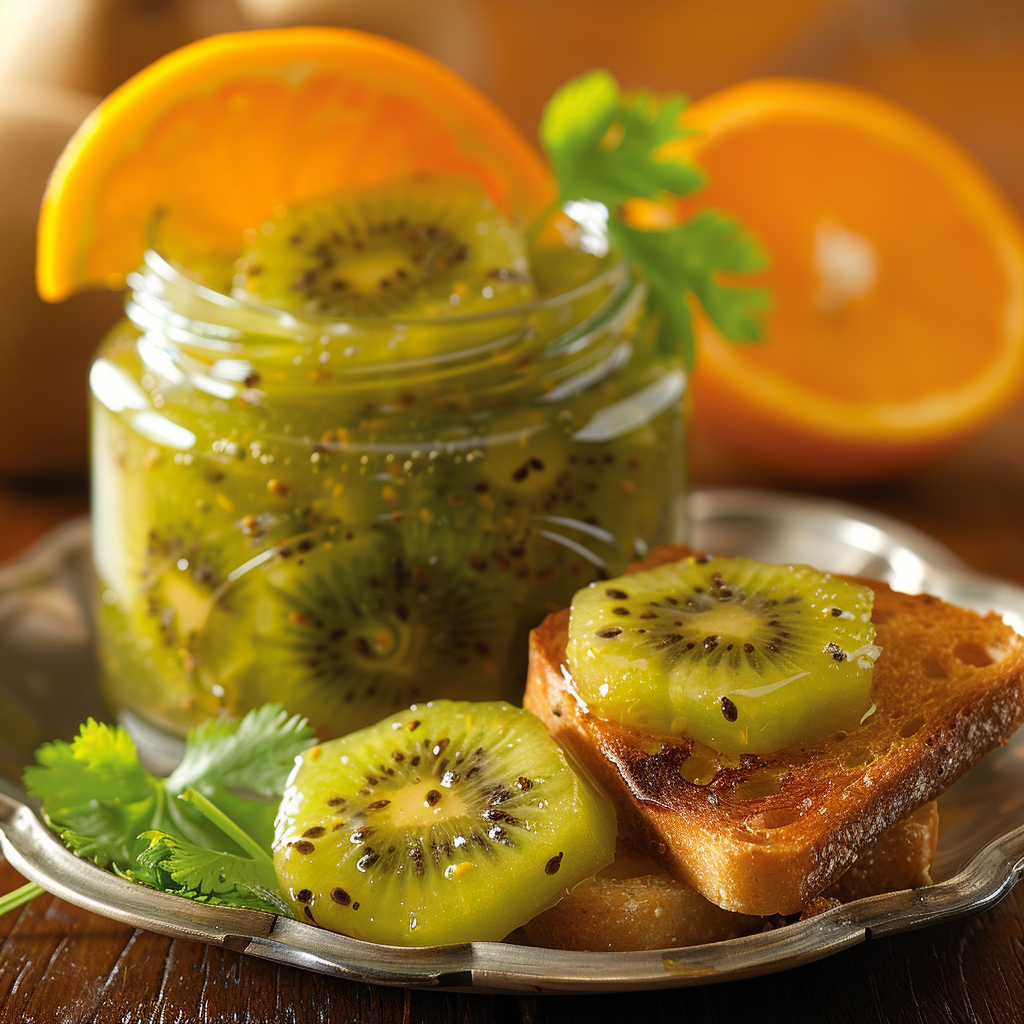Kiwi-jam met sinaasappel en koriander
