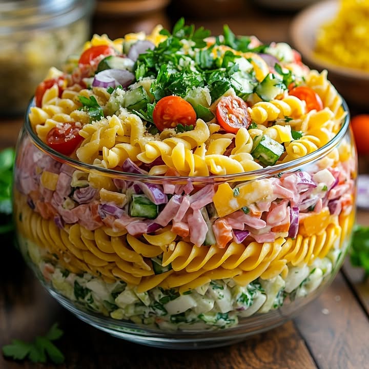 Kleurige Pastasalade Laagjes