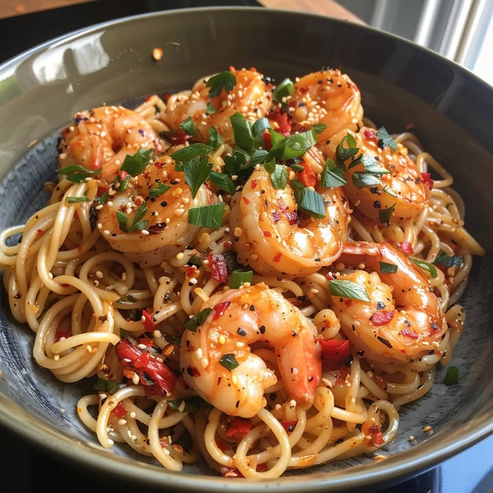 Kruidige Garnalennoedels