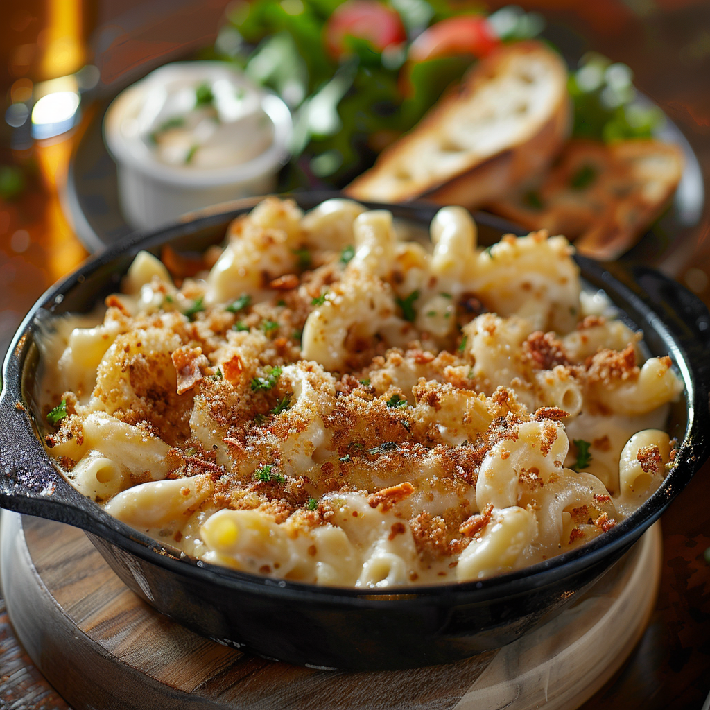 Mac and cheese met drie kazen en krokante topping